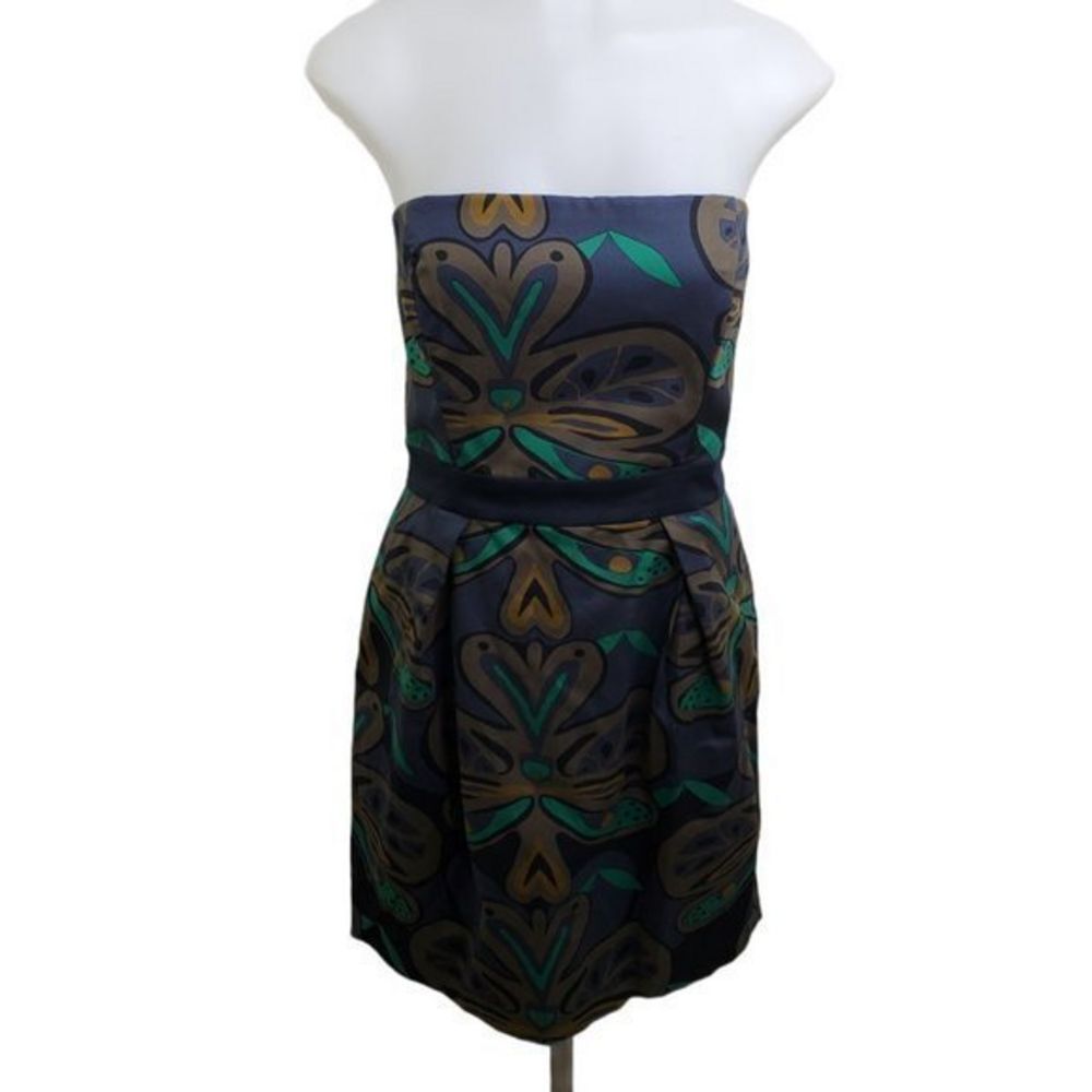 French Connection Dress 10 Strapless Purple Brown
